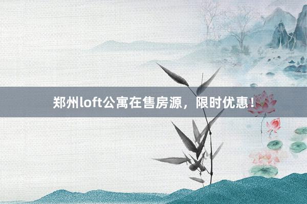 郑州loft公寓在售房源，限时优惠！